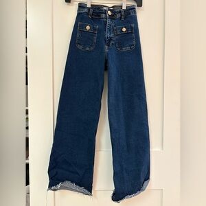 Girls Blue Wide-Leg Jeans